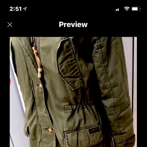 Abercrombie & Fitch Faux Fur Sherpa Green Utility Parka JacketMediumEUC